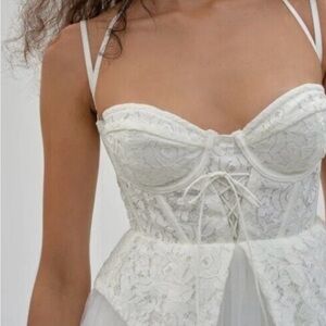 Designer White Lace Corset Dress - NEW/TAGS: For Love & Lemons